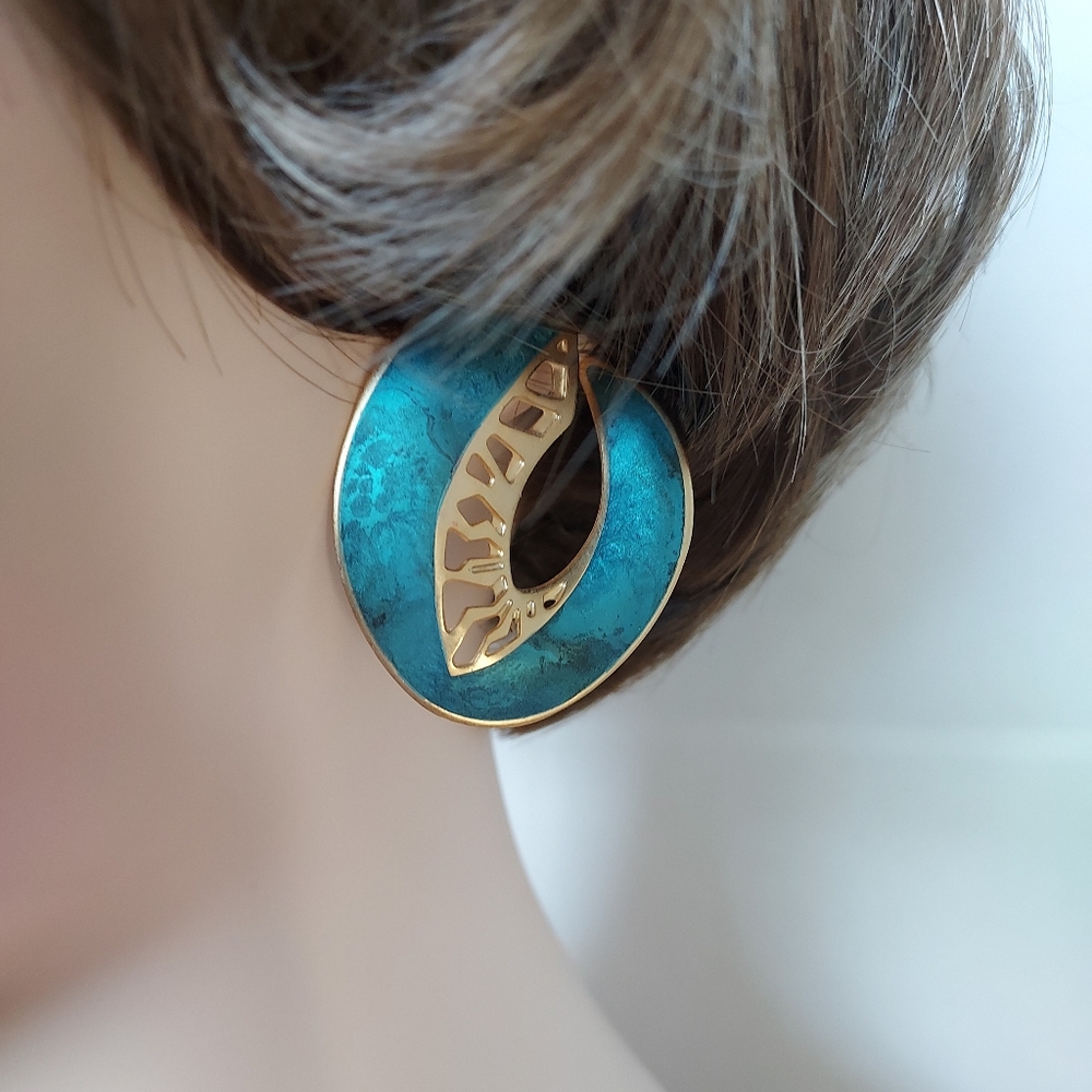Vintage Berebi 1980's Teal Earrings